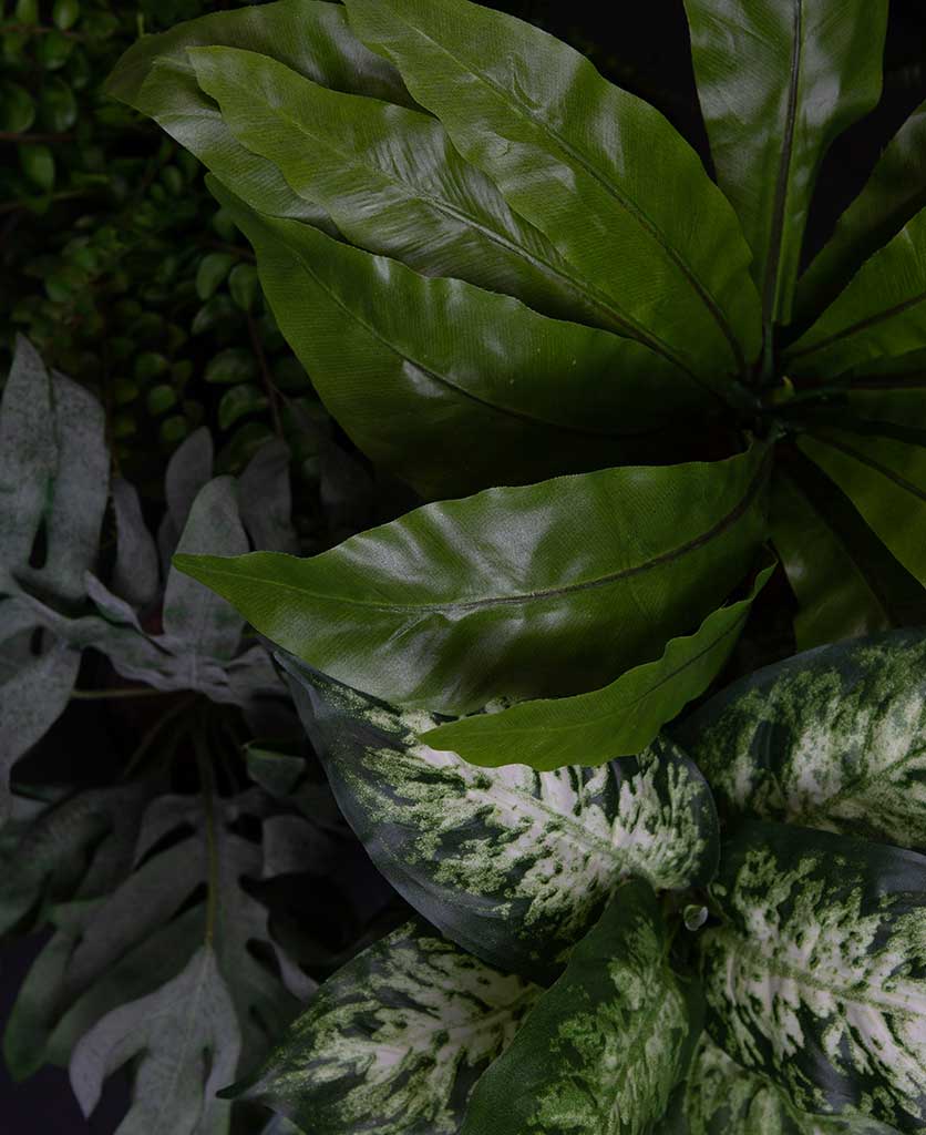selection of faux foliage leaves