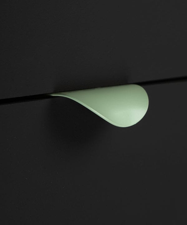 colour pop pull handle mint green handle on black drawers
