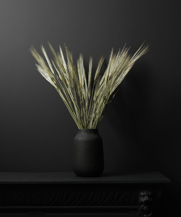 barley bouquet in black vase on black backrgound