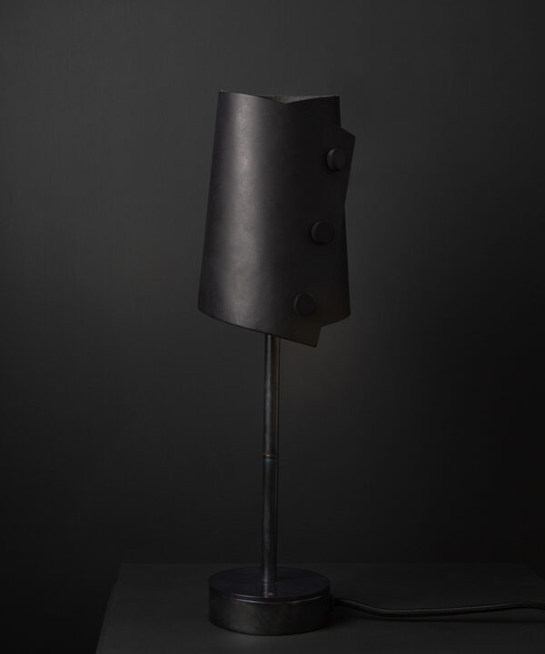 antique black leather table lamp