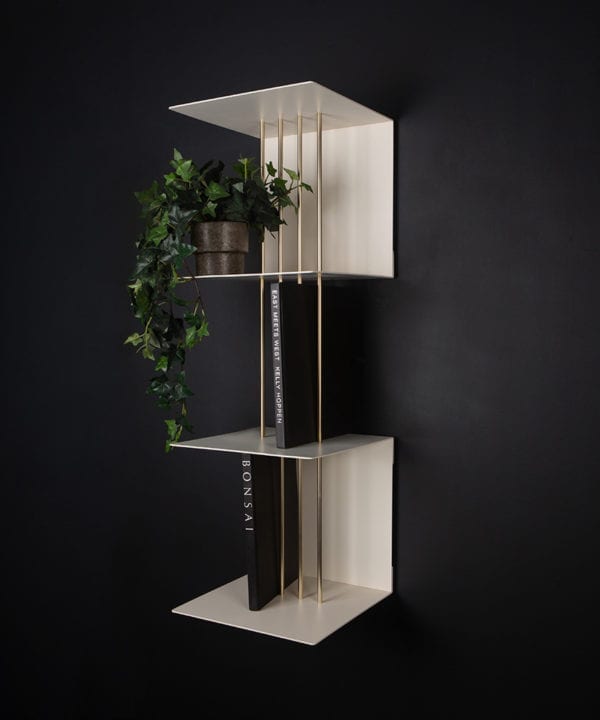 double umage teaser shelf in pearl white against black background