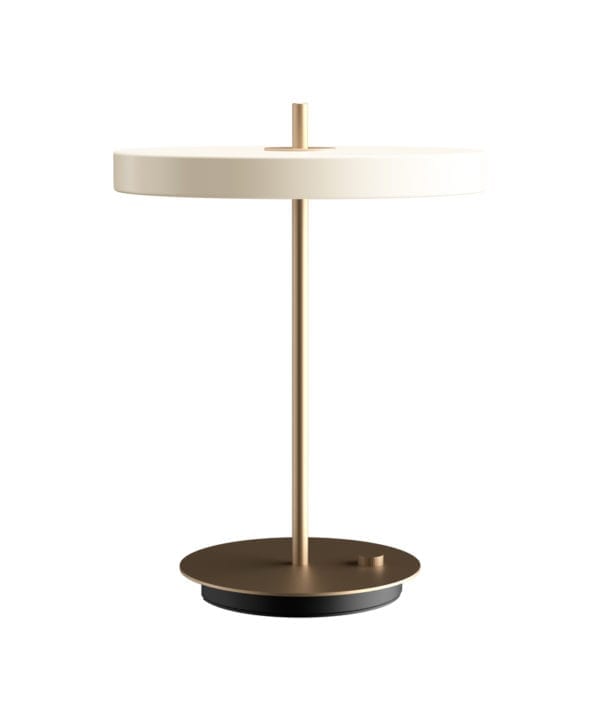 Umage asteria pearl white and gold table lamp on white background