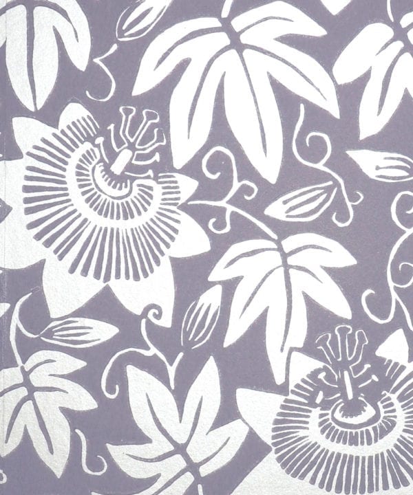 lilac wallpaper with silver passion flowers