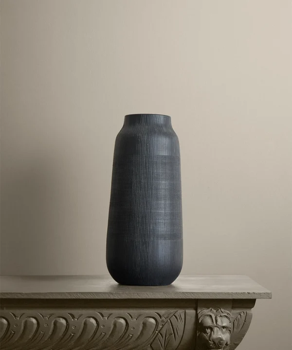 Tall black textured vase