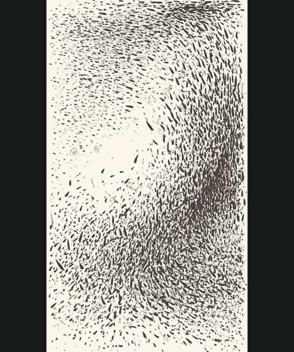 Passerine I superwide panel black and white abstract wallpaper