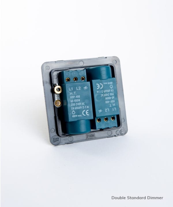 standard double dimmer backplate on white background
