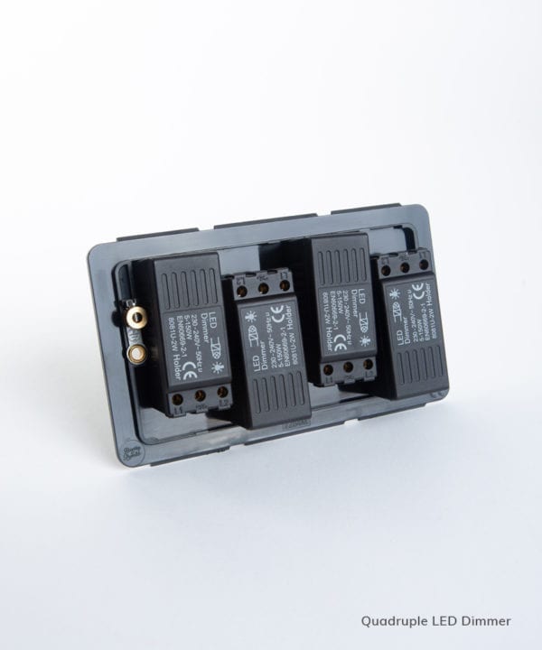 led quadruple dimmer backplate on white background