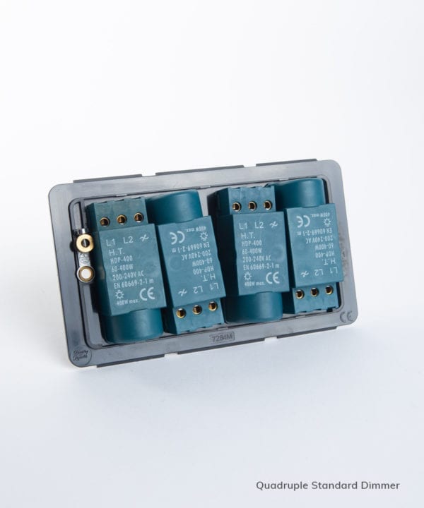 standard quadruple dimmer backplate on white background