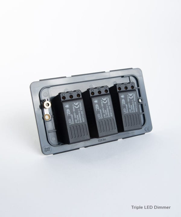 led triple dimmer backplate on white background