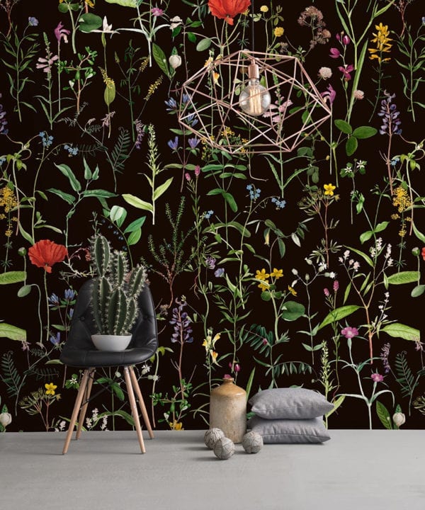 aquafleur anthracite wallpaper