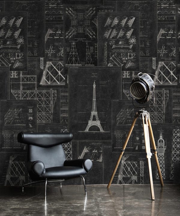 grand eiffel anthracite wallpaper
