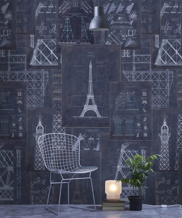 grand eiffel blue wallpaper