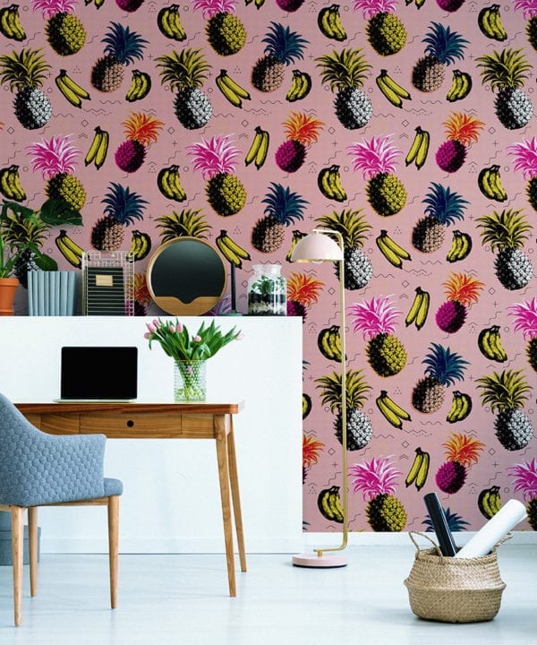 flying objects pink wallpaper