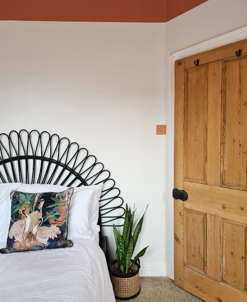 calming colours cinnamon single rocker installed on a white wall in a white and cinnamon bedroom