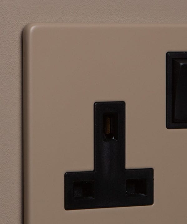 caramel latte and black single socket close up