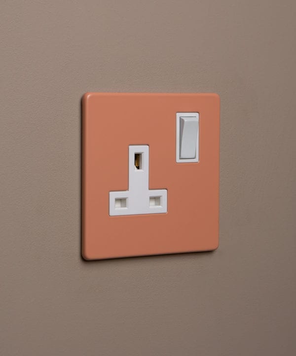 cinnamon and white single plug socket