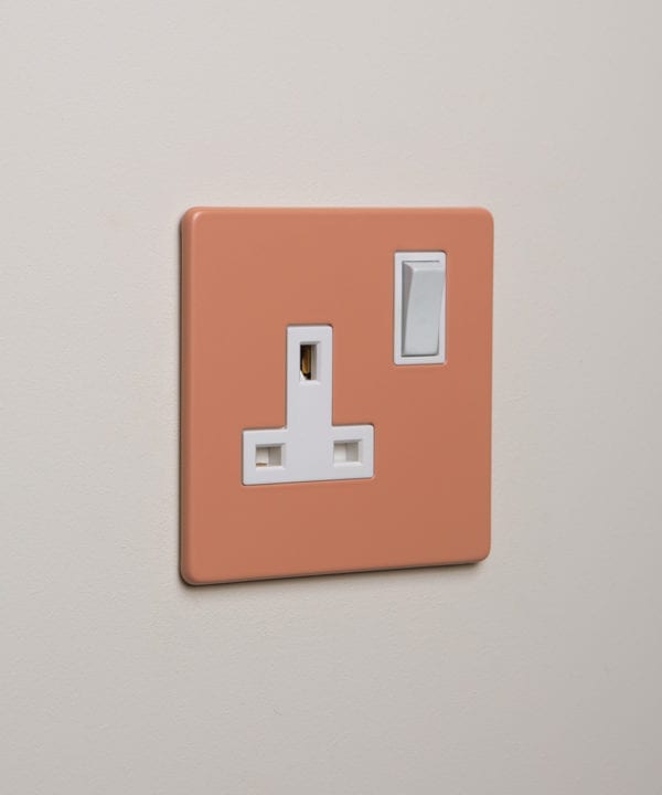 cinnamon and white single plug socket