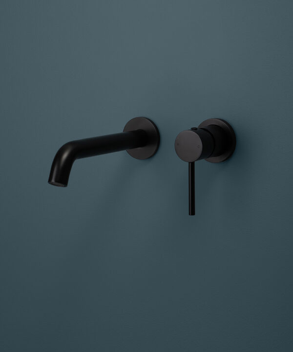 black wall mounted bathroom tap