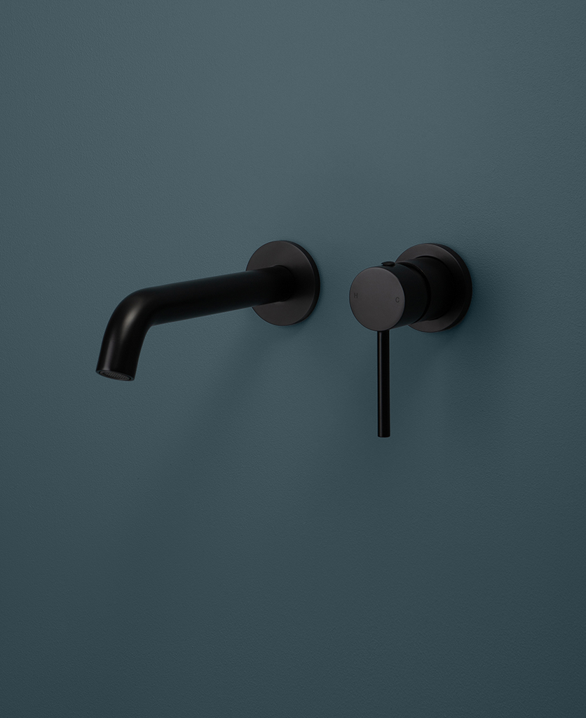 black wall mounted bathroom tap