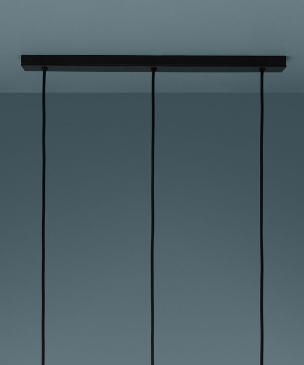 black 3 point rectangular ceiling rose on blue background