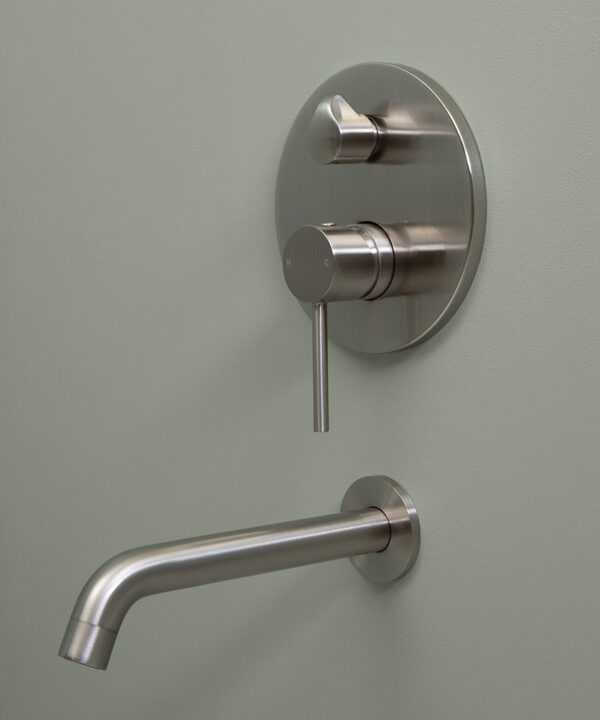 silver bath tap close up