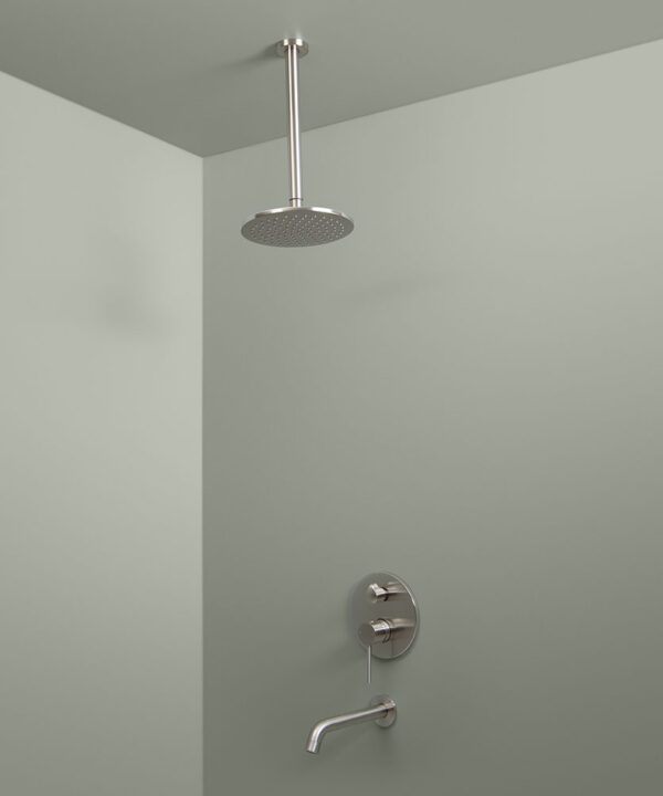 silver ceiling shower and bath tap