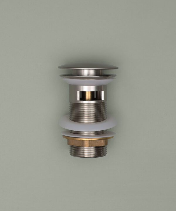 silver unslotted click clack down waste on grey background