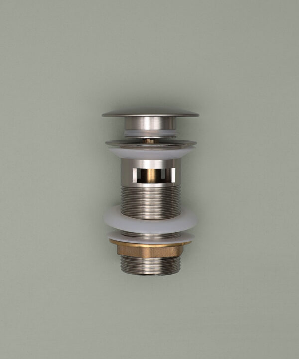 silver unslotted click clack waste on grey background