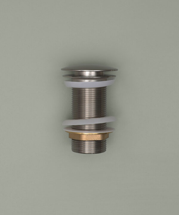 silver unslotted click clack waste down on grey background