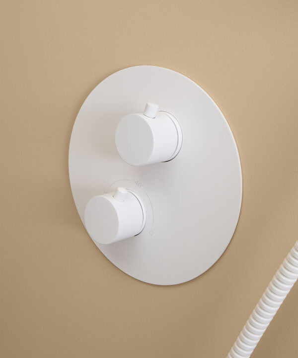 white thermostatic hand shower close up