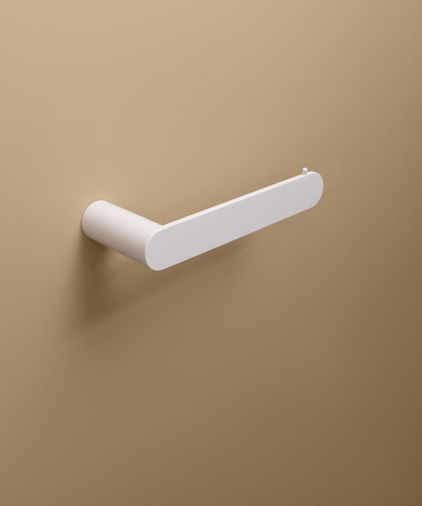 white paper holder on peach background