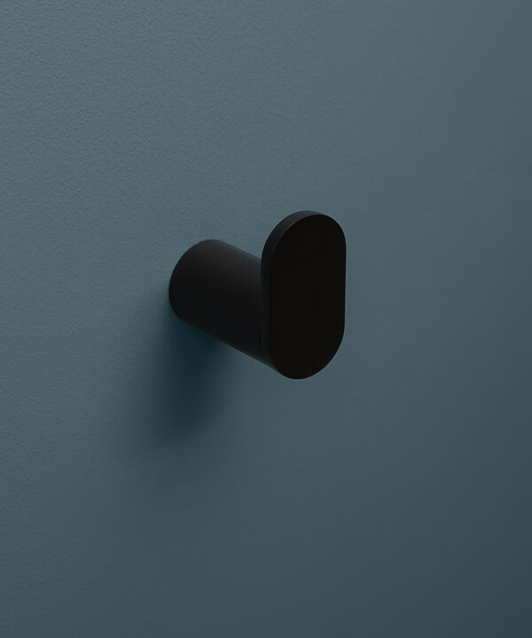 black robe hook on blue background