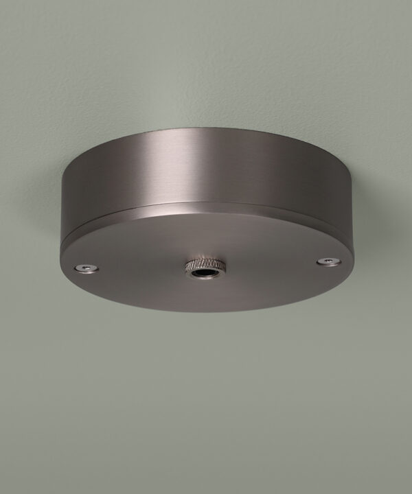 one point silver ceiling roe against soft grey background