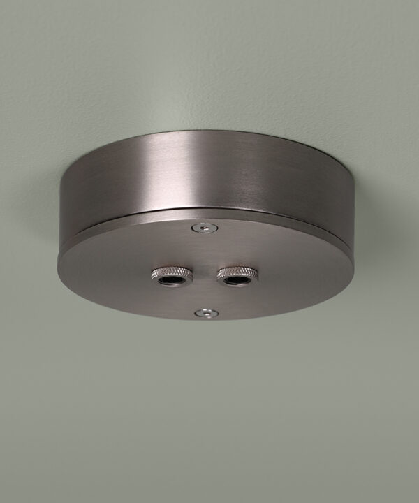 two point silver ceiling roe against soft grey background