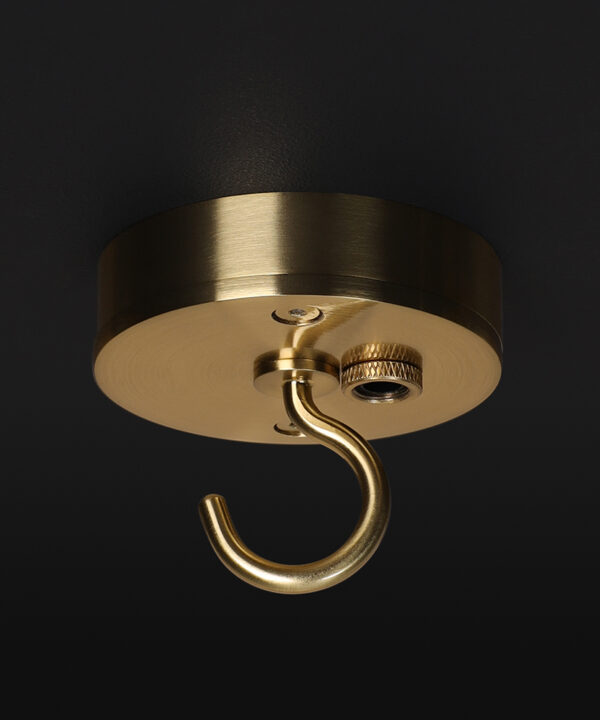 small gold c-hook ceiling rose on black background