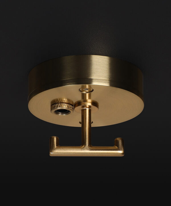 small gold t-hook ceiling rose on black background
