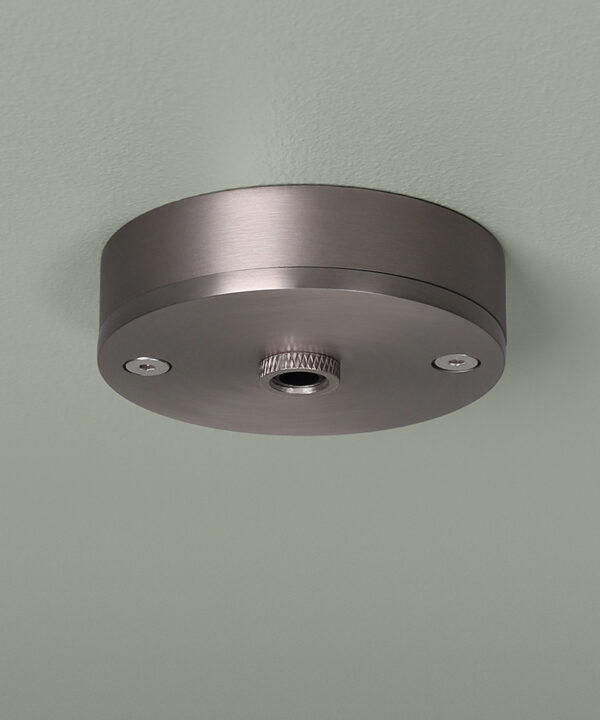 small silver 1 point ceiling rose on grey background