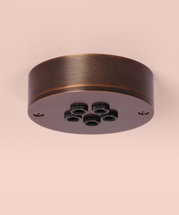 brewer's brass new 5 point ceiling rose on pink background
