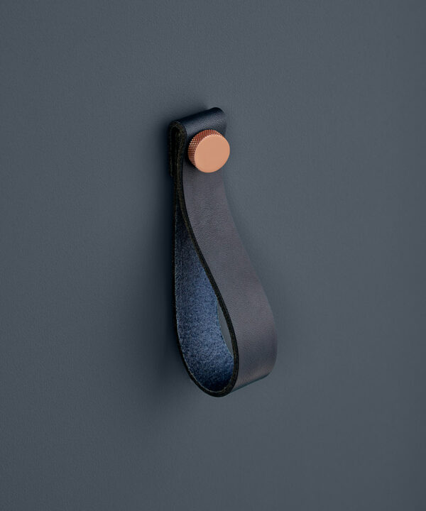 large navy magni with polished copper knob