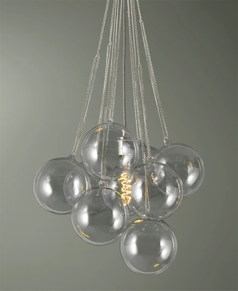 Chrome Chain Tinted bubble chandelier