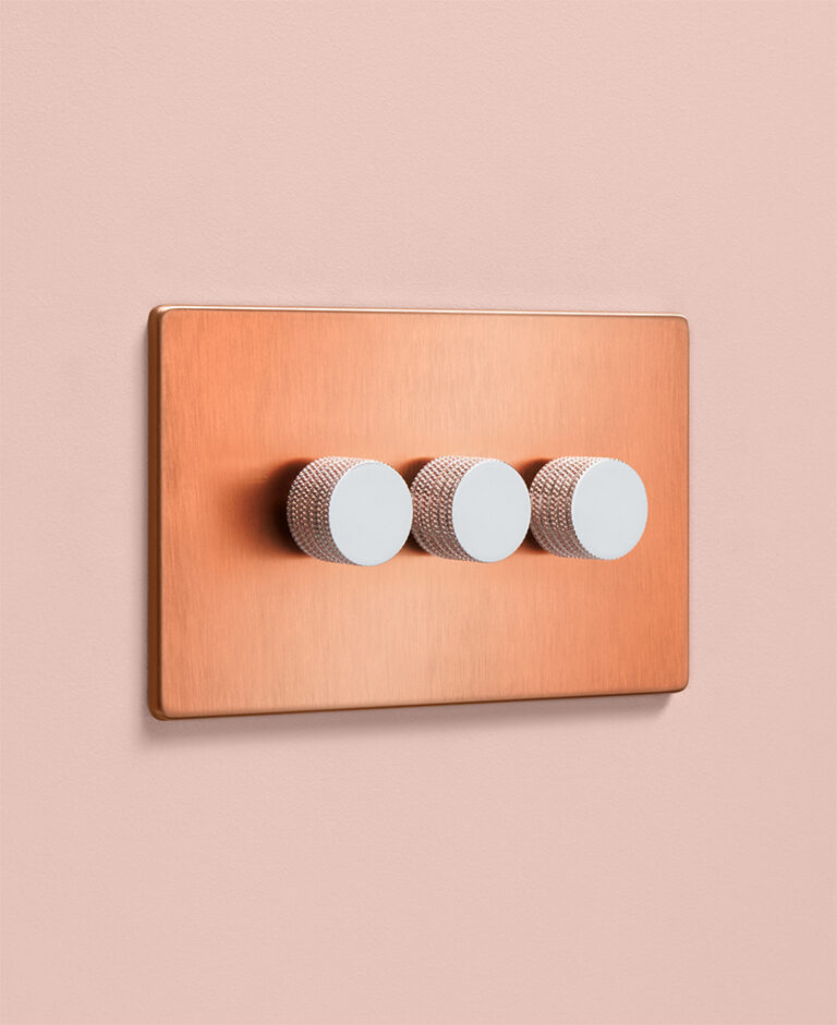 Brushed Copper Triple Dimmer Switch Dowsing & Reynolds