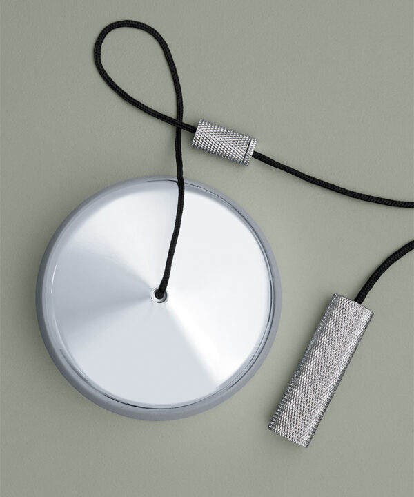 polished chrome cord pull ceiling light switch with knurled pull grip