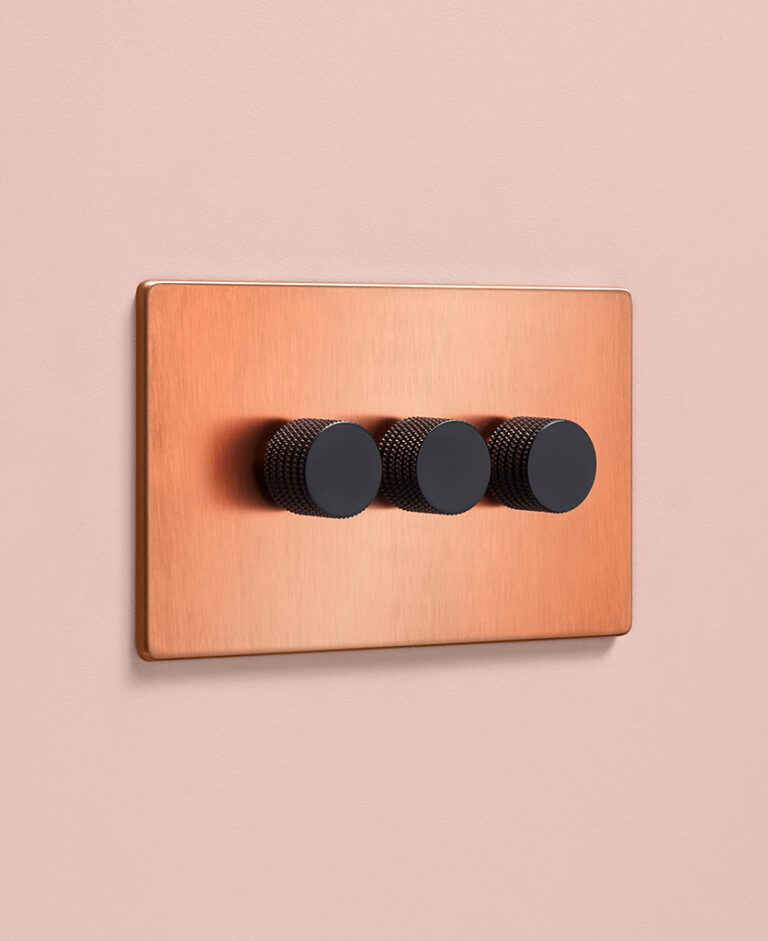 Brushed Copper Triple Dimmer Switch Dowsing & Reynolds