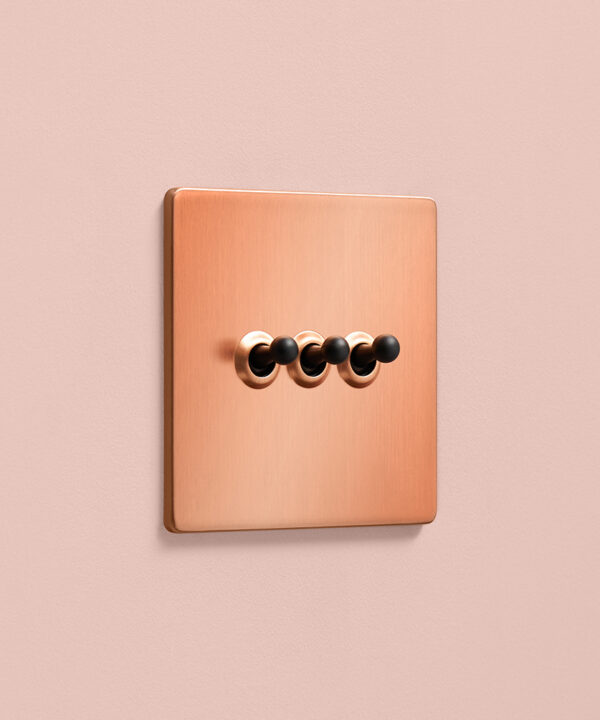 Brushed Copper triple toggle switch