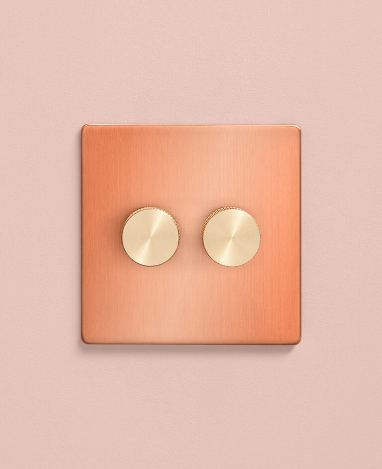 Brushed Copper Double Dimmer Switch Dowsing & Reynolds