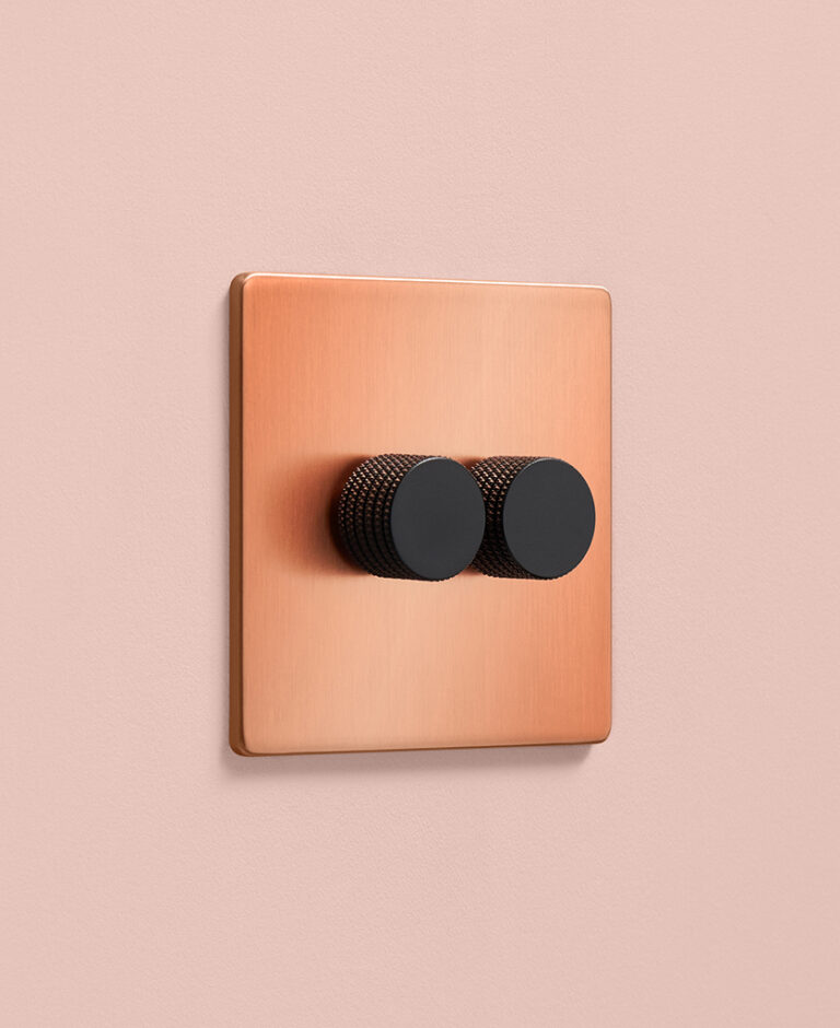 Brushed Copper Double Dimmer Switch Dowsing & Reynolds