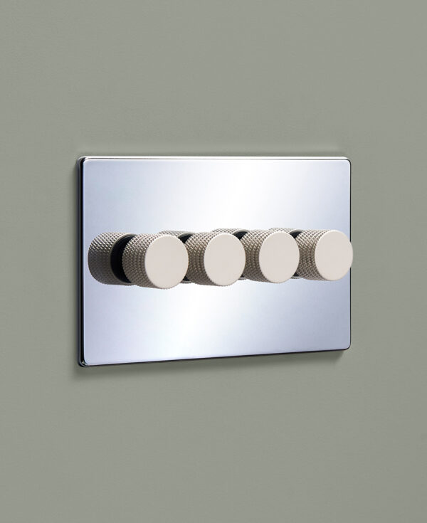 Quadruple Chrome Dimmer Light Switch Dowsing & Reynolds