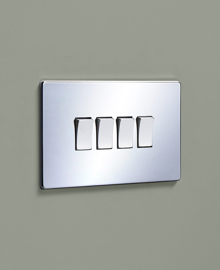 Chrome Quadruple Rocker Switch | Polished 4 Gang Light Switch