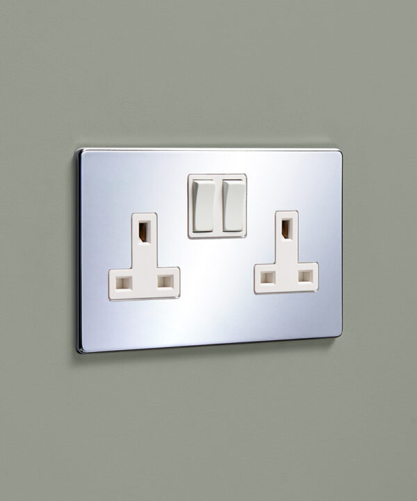 Chrome double plug socket