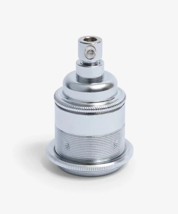 chrome bulb holder against white background